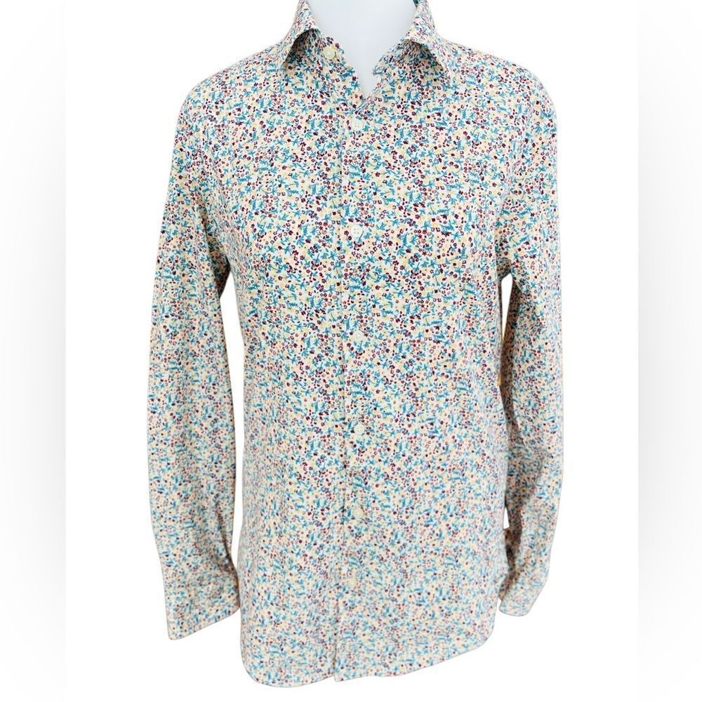 ZARA Slim fit floral button front shirt size Small.